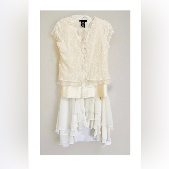 Rare Tea Party Flapper Style Skirt Set 3 Pc Lace Ivory Sz S/M/L Asymmetrical Vtg - Picture 1 of 10